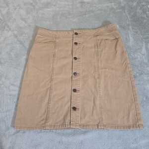 Old Navy Skirt Womens 12 Tan Jean Button Up Denim Casual Normcore